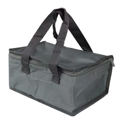 China Oxford Fabric Eco Friendly Insulated Lunch Bag OEM Built-In Mesh Pocket Grey for sale
