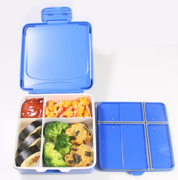 Quality Flip Top Handle Seal Plastic Bento Lunch Box Portable Leak-Proof Blue for sale