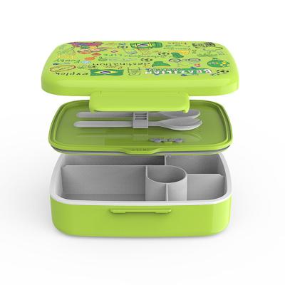 Quality Plastic Customized Pattern Plastic Bento Lunch Box Multi-partition Leak-proof for sale