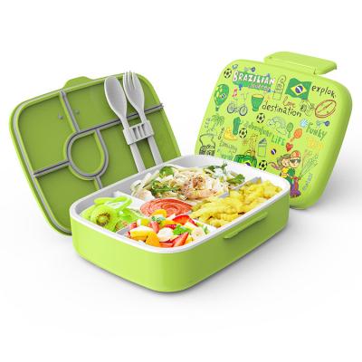 China Caixa de almoço de plástico Bento de plástico de padrão personalizado Caixa de crisper selada multipartição à prova de vazamento à venda