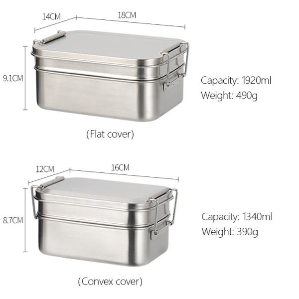Quality 304 Stainless Steel Metal Bento Lunch Box With Double Layer And Two Capacity for sale
