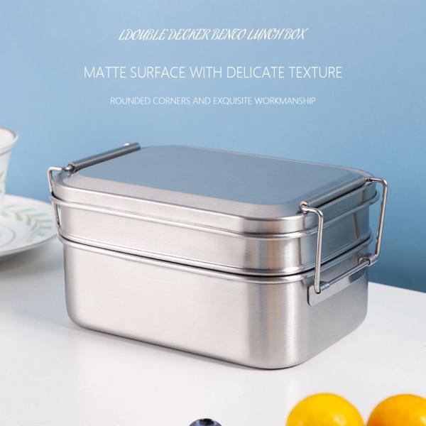 Quality 304 Stainless Steel Metal Bento Lunch Box With Double Layer And Two Capacity for sale