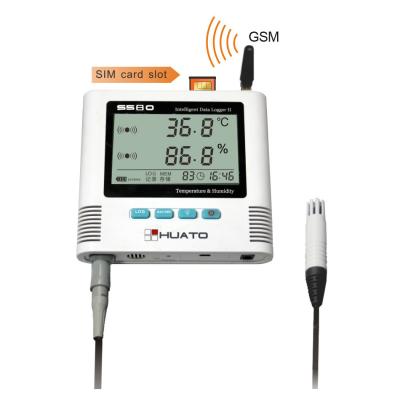 中国 LEDおよび健全な警報機能HUATO S580-EX-GSMの8℃ Refrigeratureの温度の湿気GSMのデータ ロガー 販売のため