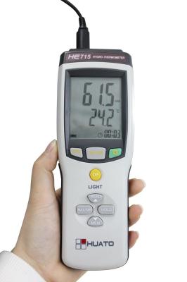 China HE715 Series Handheld Digital Thermometer Hygrometer With Probe 9V Battery  for sale