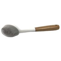 Quality TPR Bamboo Series Dish Cleaning Brush With Handle 22*7cm Sustainable for sale
