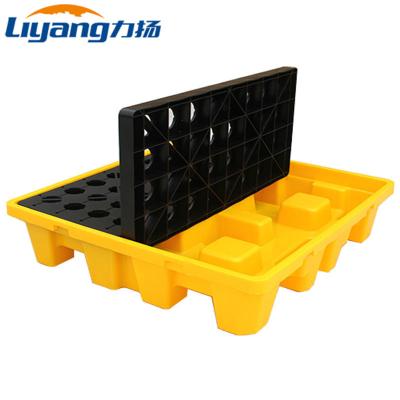 China 1.5T HDPE Plastic Spill Pallet 2 Drum Spill Containment Pallet for sale