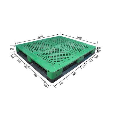 China Green Recycled Molded Plastic Pallets Hdpe Injection Moulded Pallets for sale
