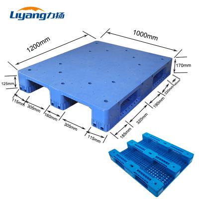China OEM Warehouse Plastic Pallet Blue Recycled HDPE 1200mm*1000mm*170mm for sale