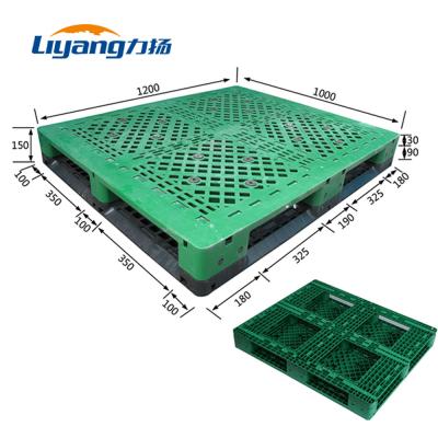 China Green PP Euro Pallet 1000x1200 Rackable Plastic Pallets Single Side for sale
