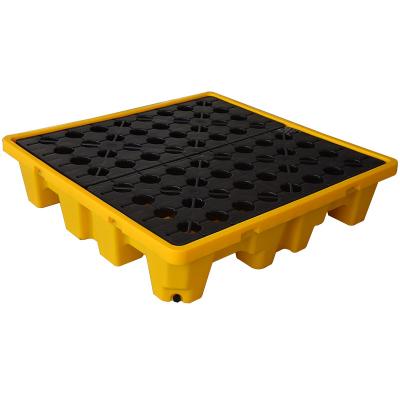 China 2 4 Drum Plastic Spill Containment Pallet Polyethylene Plastic Bunded Pallets for sale