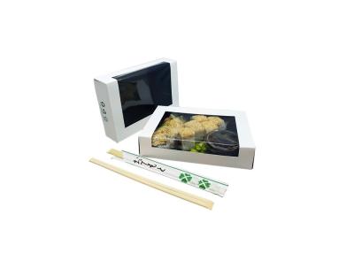 China Customized Logo Ivory Paper Sushi Box Take Away 350gsm With Clear Window en venta