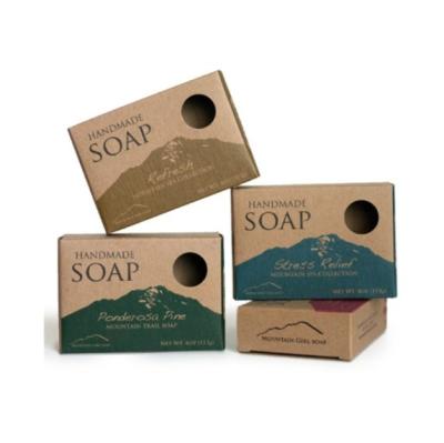 China 350gsm Brown Kraft Paper Custom Printed Cosmetic Boxes For Soap Package for sale