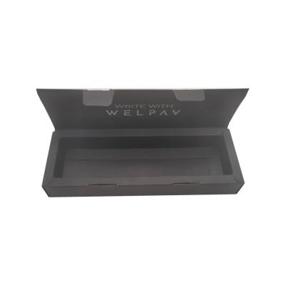 China Custom Design Black Paper Card Pen Box Folding Cartons Packaging Boxes for sale