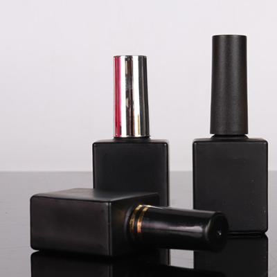 China Black Packaging UV Gel Glass Cosmetic Containers Nail Polish Bottle With Brush for sale