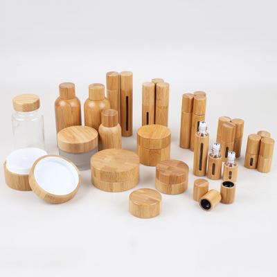 China UV Plating 20ml Bamboo Cosmetic Containers Cream Jars Bottles Eco Friendly for sale