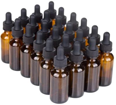 China Botellas graduadas del dropper de Amber Glass Cosmetic Containers 0.7oz 30ml de la escala con la pipeta en venta