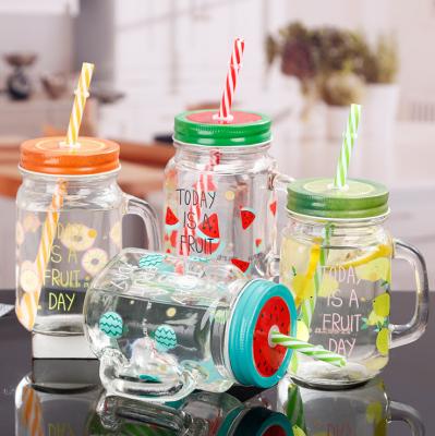 China 16Oz 8 Oz Wide Mouth Mason Jars Pint Straw Glass Bottle Crackproof for sale