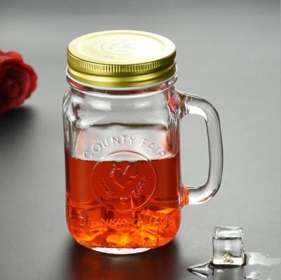 China ISO14001 Glass Storage Bottles Crackproof Country Fair Mason Jar Mugs 5.25in for sale