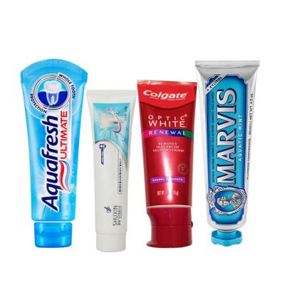 China Cosmetic Aluminum Squeezed Toothpaste Tube Glossy Coating ISO4001 MDPE for sale