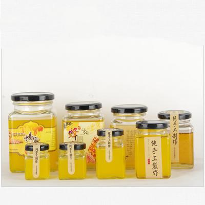 China tarros de cristal transparentes HD Crystal Square Glass Honey Jar de 380ml 250ml en venta