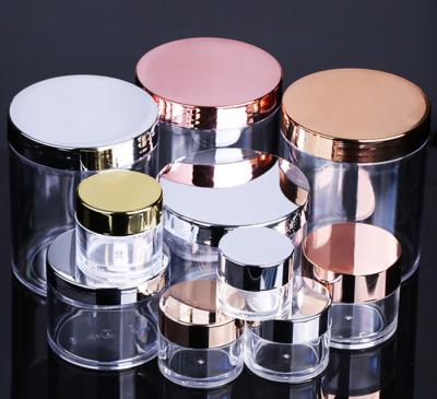 China Round Acrylic Luxury Double Wall Cosmetic Jar 50g To 200g Antitear for sale