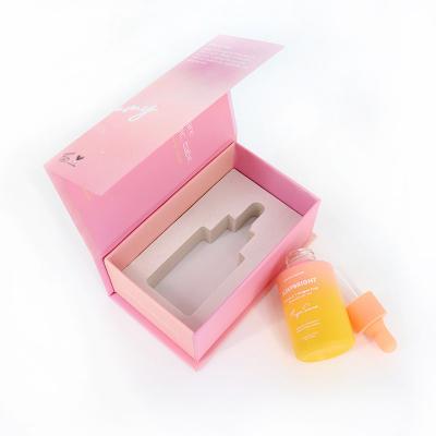 China 30ml Flat Shoulder Essential Serum Dropper Bottle Frosted Glass With Gift Box Packaging for sale