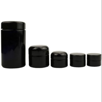 China Leakproof Glass Black Cosmetic Jars 8.8oz 35oz for sale