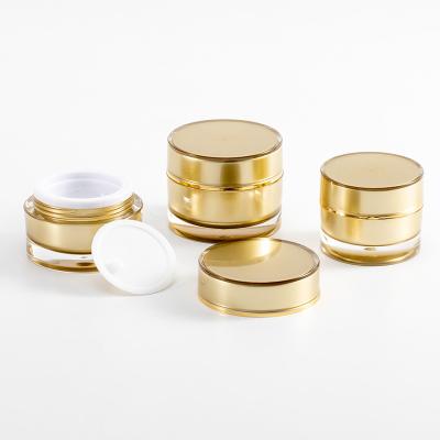 China Luxury Acrylic Skincare Double Wall Face Cream Empty Plastic Jars With Lids for sale
