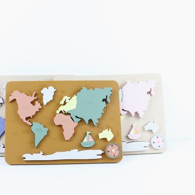 China Continentes del mapa del mundo del silicón y sensor educativo personalizado océano de los niños de los juguetes de Montessori del regalo del bebé del rompecabezas en venta