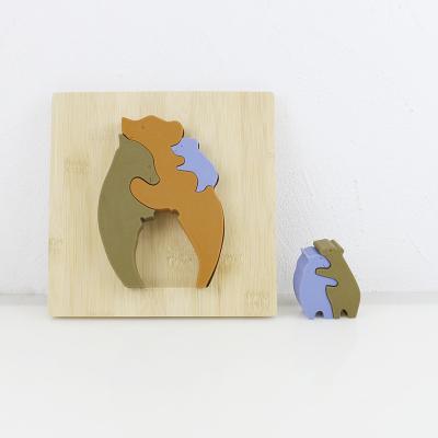 China Bear Shape Children Wooden Toys Jigsaw For Montessori Learning for sale