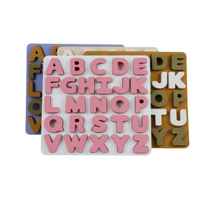 China Food Grade Kids Silicone Puzzle With Letters Alphabet Shape for sale