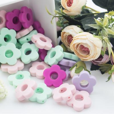 China Flower Holes Silicone Teething Bead 4.5cm For DIY Pacifier Clip Chew Necklace for sale