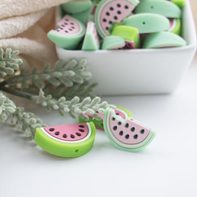 China Red Watermelon Shaped Silicone Beads Soft For Baby Teething for sale
