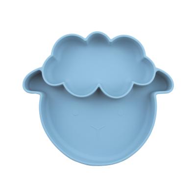 China Multiple Colors Non Slip Toddler Silicone Plates With Sheep Style Suction Type for sale