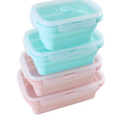 China Food Grade Silicone Collapsible Lunch Box Foldable Sustainable With Lid for sale