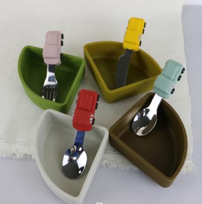China Customized Color Stainless Steel Fork With Car Shape Silicone Handle for sale