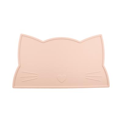China Cat Face Kids Silicone Placemat , Silicone Dining Table Mat Heat Resistant Waterproof feeding mat for sale
