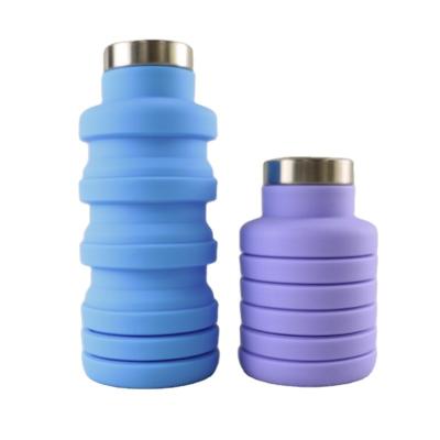 China Custom Logo Silicone Water Bottle Foldable For Outdoor Carrying for sale