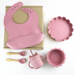 Китай Wholesale Baby Geschirr Led Weaning Silicone Bib Spoon Bowl Spoon Bowl Plate Silicone Baby Feeding Tableware Set Product продается