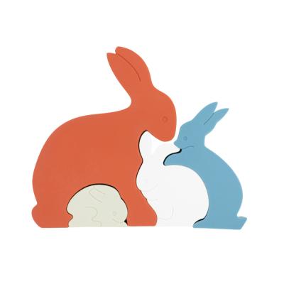 China Bunny Rabbit Silicone Toddler Jigsaw Puzzle Eco Friendly For Baby for sale