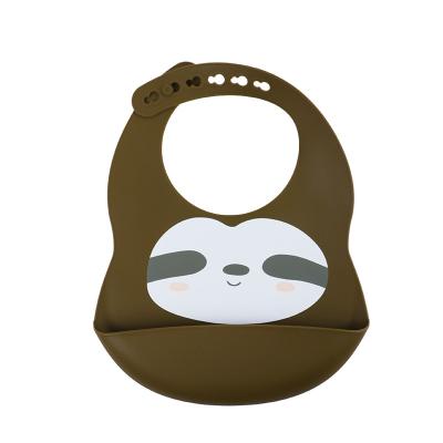 China Pantone Color Baby Silicone Bib Custom With Cute Animal Sloth Printing for sale