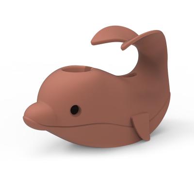 China Cute Custom Made Silicone , Bathtub Spout Cover With Rhino Dolphin Shape for sale