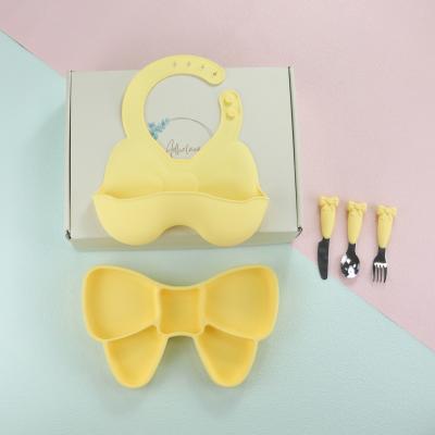 China Bow Knot Bpa Free Siliconee Baby Bib Waterproof Food Grade Adjust Size for sale