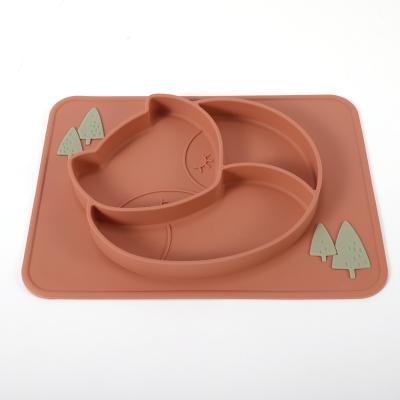 China Animal Design Kleinkinder Silikonplatten Klappschüssel zu verkaufen