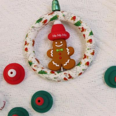 China Silicone O Ring Beads Safe and Non-Toxic Silicone 3D christmas hat Beads for kids children DIY beadable pens à venda