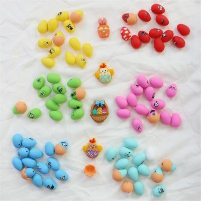 China Silicone Teething Beads With Custom Printing Design Silicone 3D Easter Eggs With Shell Focals for sale