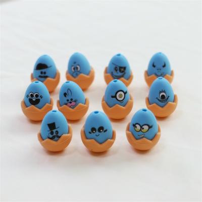 China Custom Easter Focals Silicone All Beads Non - Toxic Silicone Printed Easter Eggs Bead For Keychain Making for sale