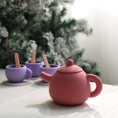 China NEW ARRIVALS Kids Children Pretending Home Play Teapot Set Silicone Toys With 11pcs for sale