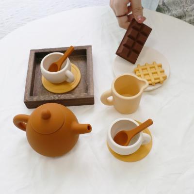 China Paisen Factory New Arrival 17 Piece 11pcs Set Kids Afternoon Tea Silicone Baby Toy Teapot  Set for sale