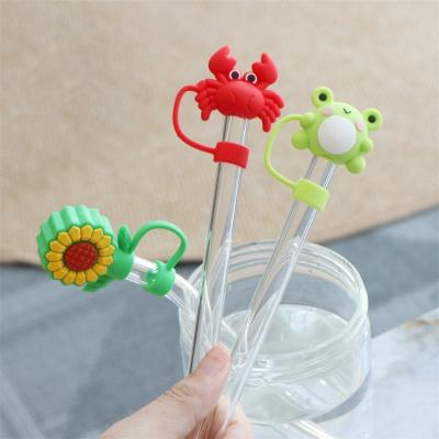 中国 Custom Silicone 10mm Straw Covers With 3D Cartoon Animal Design Silicone Straw Toppers Hat For Cupsfor 販売のため
